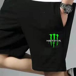 [TEW] Summer Trend Polyester Kawasaki Monster Shorts Men's Loose Pocket Black Beach Pants