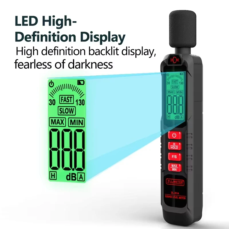ZLLJMETER Digital Sound Level Meter Audio Level Meter Handheld DB Meter 30-130dB Decibel Meter Portable Noise Meter.