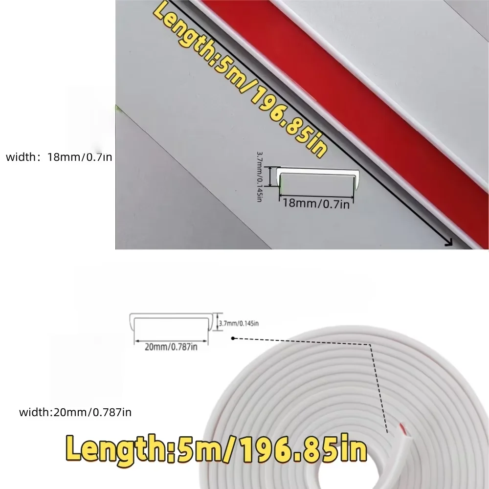 1Roll 5M/196.85inch U-shaped Edge Banding 18mm/20mm Furniture Edge Strip Self Adhesive Edging Trim Flexible Edge Protector