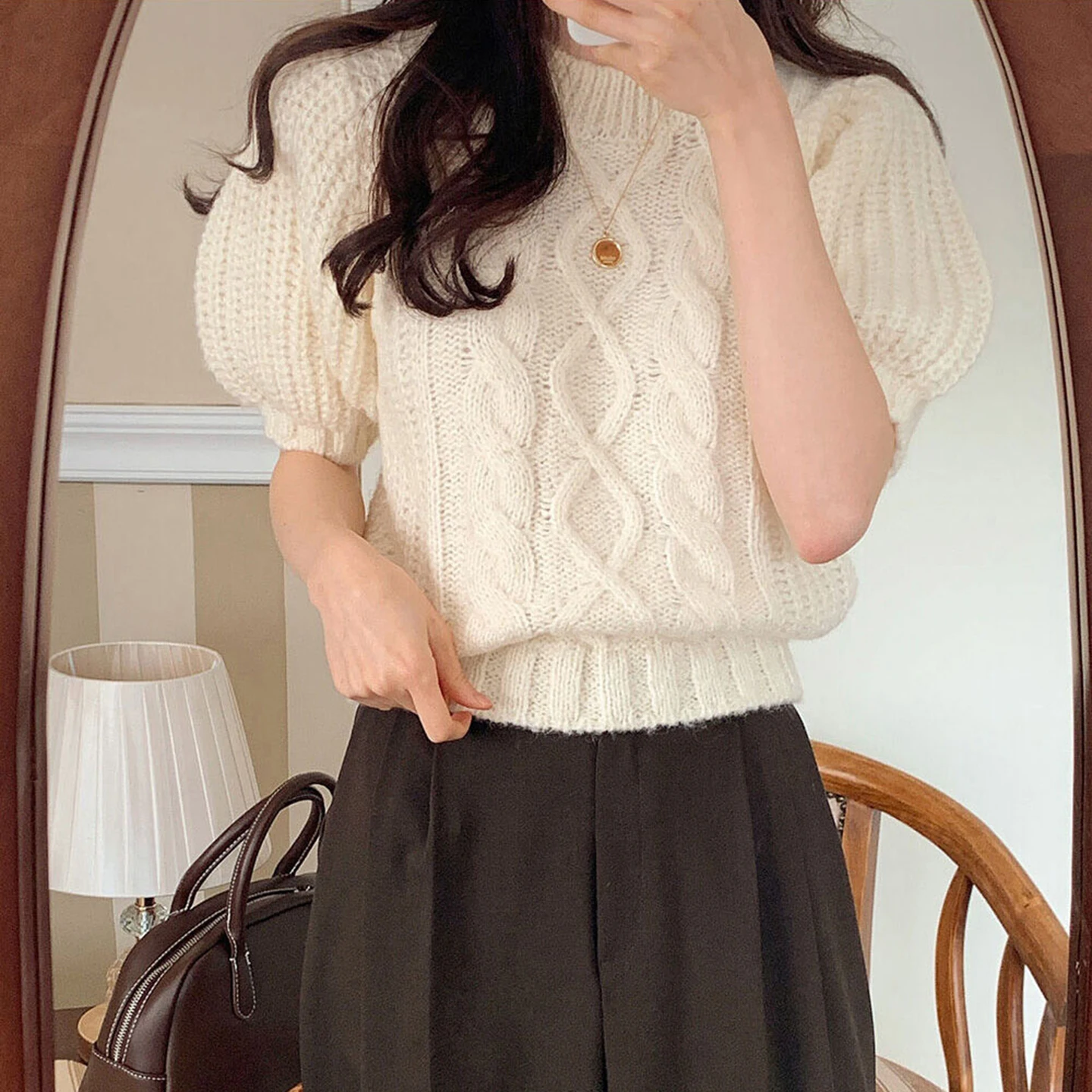 

Шикарный женский вязаный свитер ort Sve Sweet Gentle Bubble Sve Twist Yarn Внутренняя одежда Верх можно сложить или один