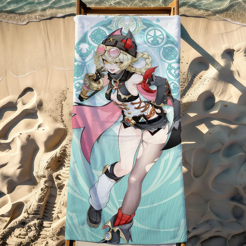 Genshin Impact Jahoda Game Towel Sports Quick Dry Travel Camping Gear Sandproof Soft Light Large Beach Towel