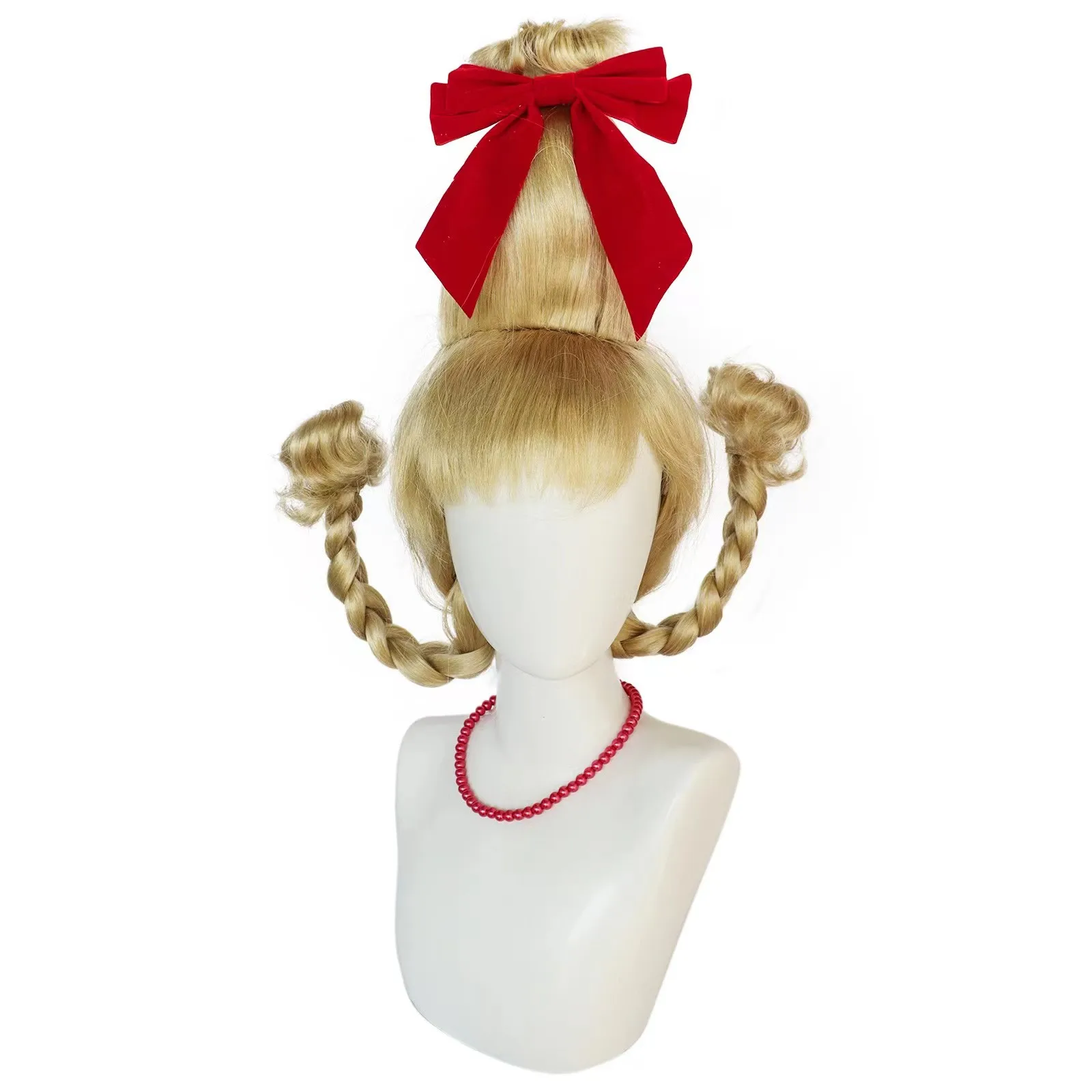 

Рождественский костюм для косплея Cindy lou Who, парик Cindy с ленточным бантом, Женский костюм на Хэллоуин, Яркий Рождественский подарок