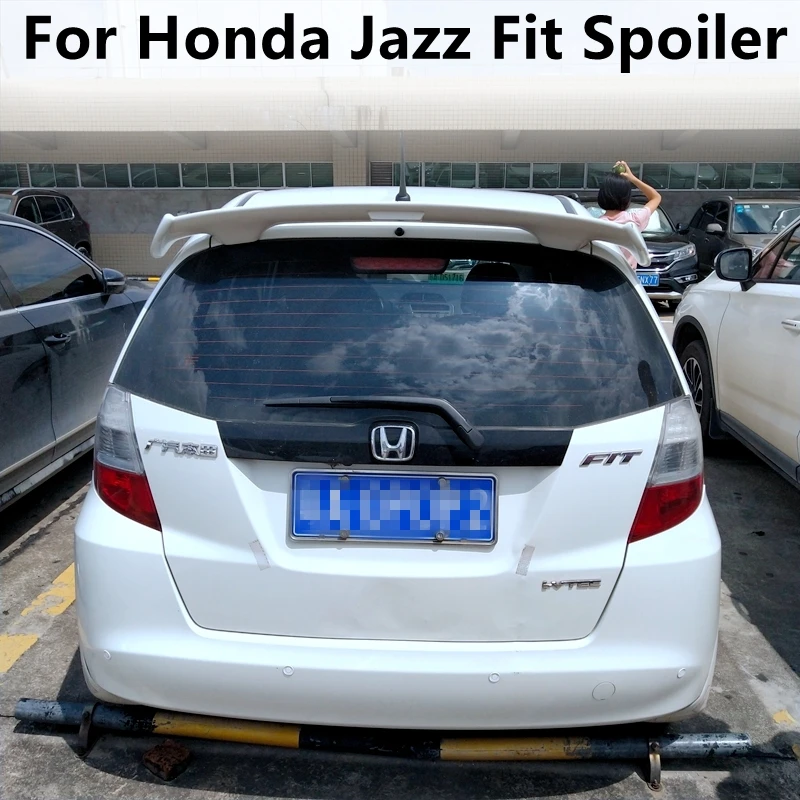 Spoiler do Hondy Jazz Fit 2008 2009 2010 2011 2012 2013, wysokiej jakości materiał ABS, tylne skrzydło samochodowe, kolor podkładowy, tylny spoiler