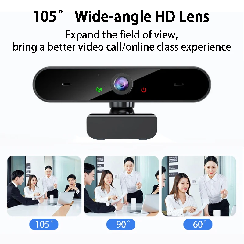 Ultra HD 4K Webcam Fixed Focus Laptop Computer Camera with Microphone USB Plug and Play Camera PC for Streaming / Video Call