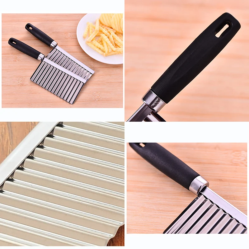 Stainless Steel Wavy Knife Potato Chip Slicer Dough Vegetable Fruit Chopper French Fry Maker Tools Cooking Kitchen Potato Cutter