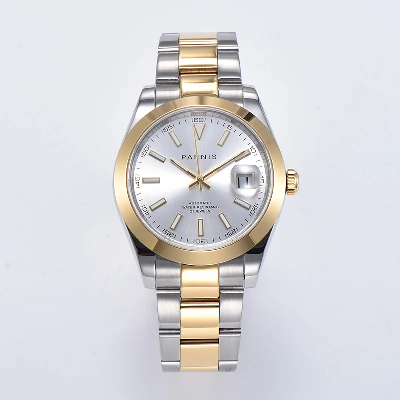 Модные мужские часы Parnis с золотым циферблатом 39,5 мм, календарь Miyota 8215, мужские наручные часы с автоматическим механическим механизмом, reloj hombre