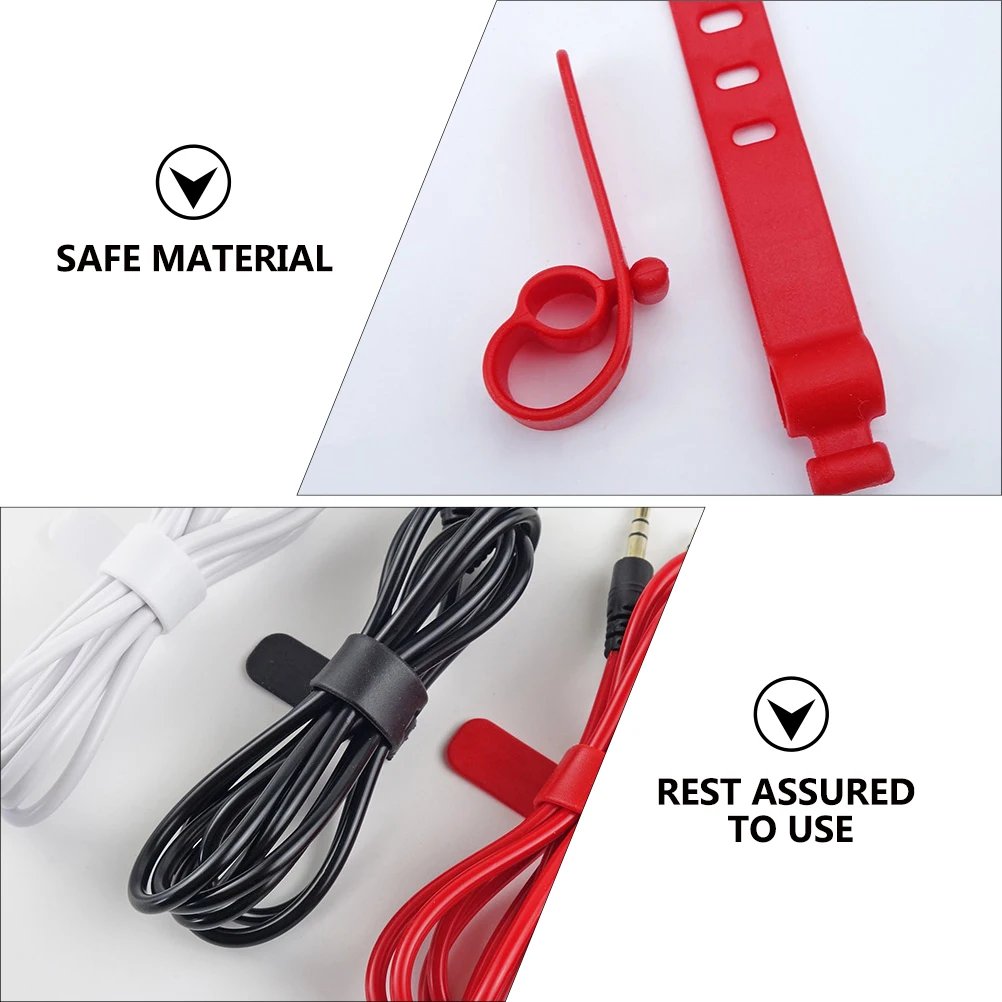 

50 Pcs Work Desk Cable Manager Organizer Reusable Fastening Ties Cord Wire Microphone Clip Fastener Locking Office