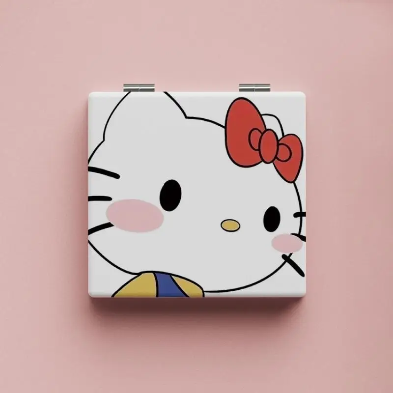 Espejo Kawaii Sanrio Hello Kitty para niña, espejo cosmético de dibujos animados, espejo de maquillaje para estudiantes, espejo portátil plegable, regalo de Festival