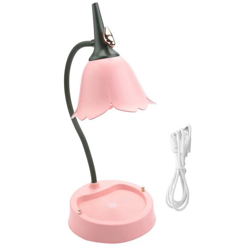 

Flower LED Desk Lamp Student Bedroom Lighting Contact Reading Eye Protection USB Flower Lampshade Table Light Pink