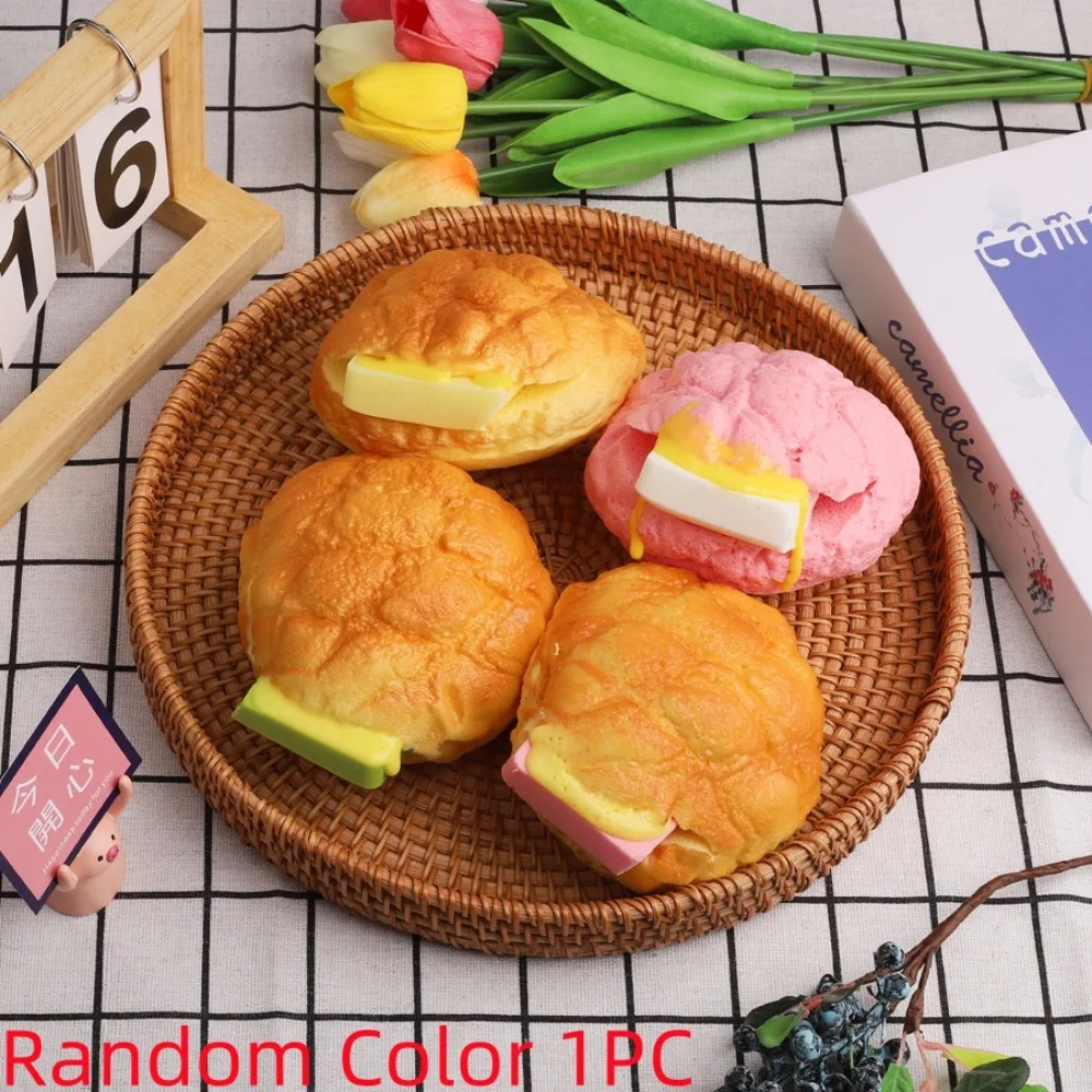 Simulation de nourriture cuite, jouet à pincer, bouffées de Croissant, gâteau au fromage, Dessert, jouet à presser en forme d'œuf frit en PU, jouet à rebond lent pour adultes