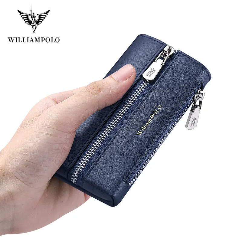 Wiliampolo portachiavi in vera pelle portachiavi da uomo portachiavi multifunzione Organizer portafoglio Smart household Car Small Key Case