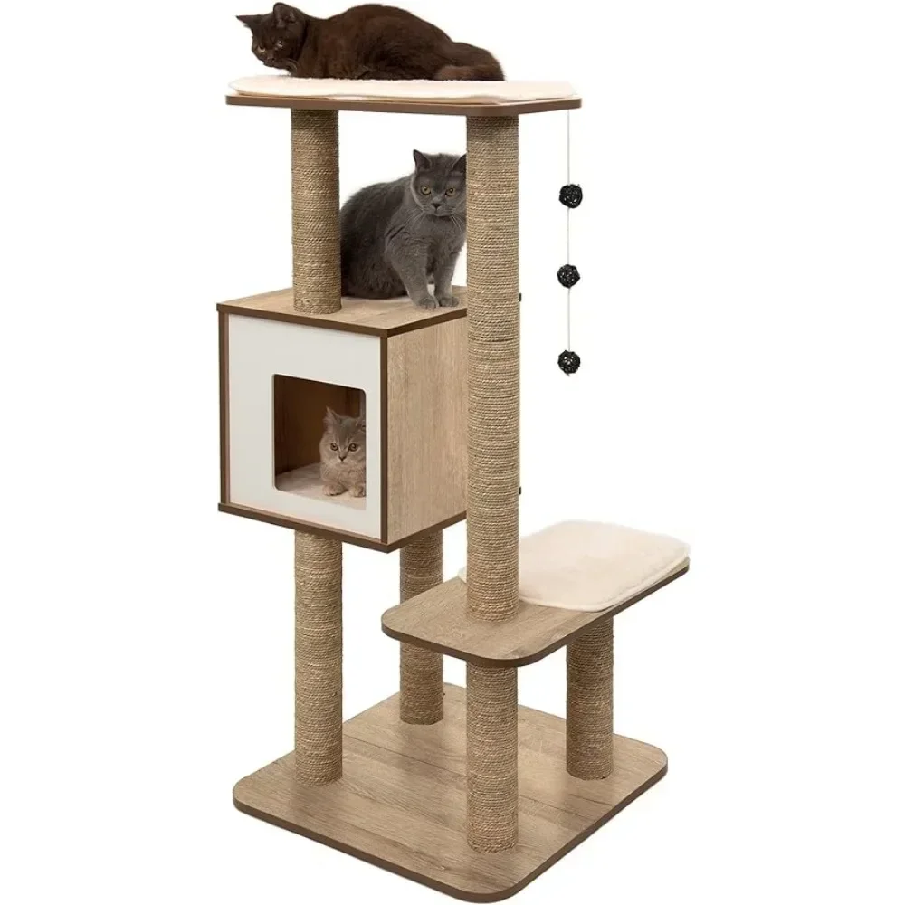 

High Base Products for Cats Toys Oak Vesper Cat Tree (22 X 22 X 32 In) Freight Free Chats Accessories Kittens