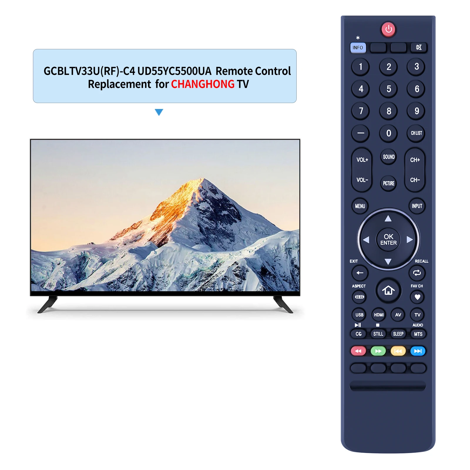 Remote control GCBLTV33U(RF)-C4 UD55YC5500UA for changhong RCA  2.4G  TV