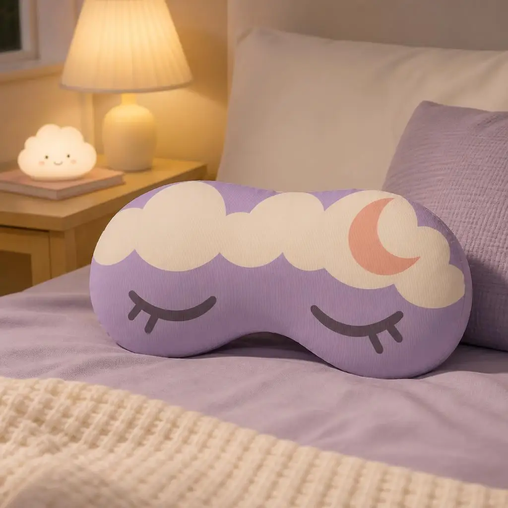 Cloud Moon Sleepy Eyes Plush Throw Pillow Shaped Sleep Mask Cushion Cute Bedroom Decor Sofa Naptime Gift for Sleep Lovers