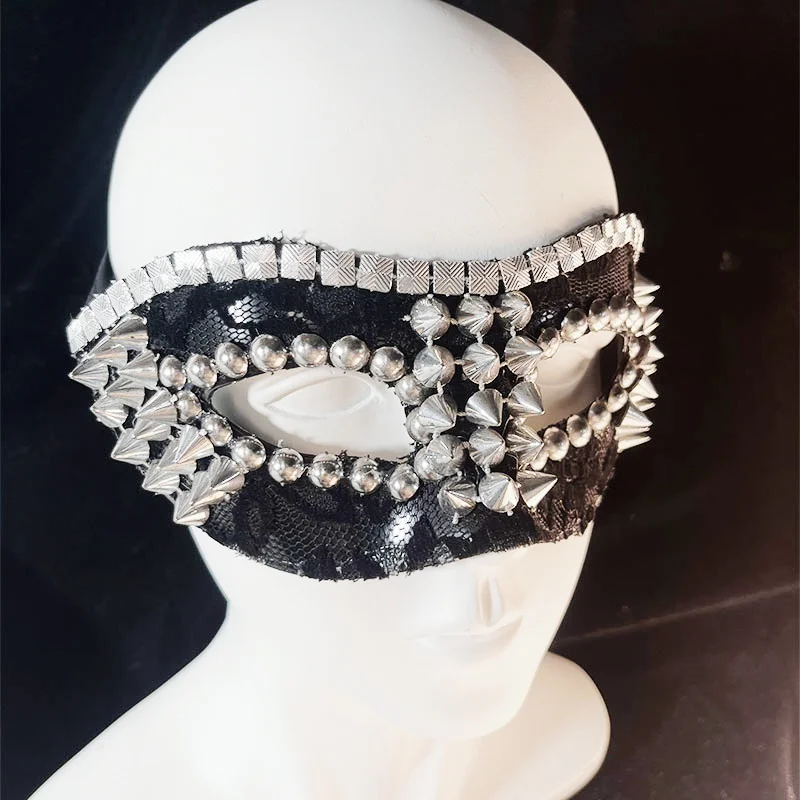 Masquerade Mask for Men Venetian Half Face Mask with Rivets for Mascarade Ball Mardi Gras Halloween Party Carnaval Mask