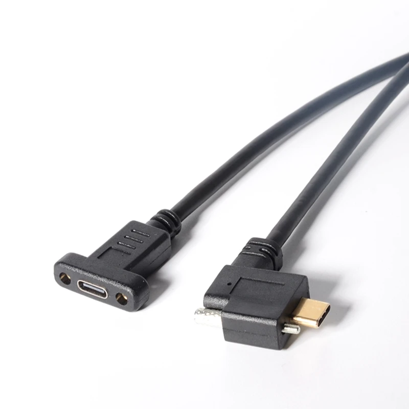 USB C to USB C Cable USB-C Elbow Dual Screw Locking USB3.1 Type-C Male to Male Female Industrial Camera Extension Cable