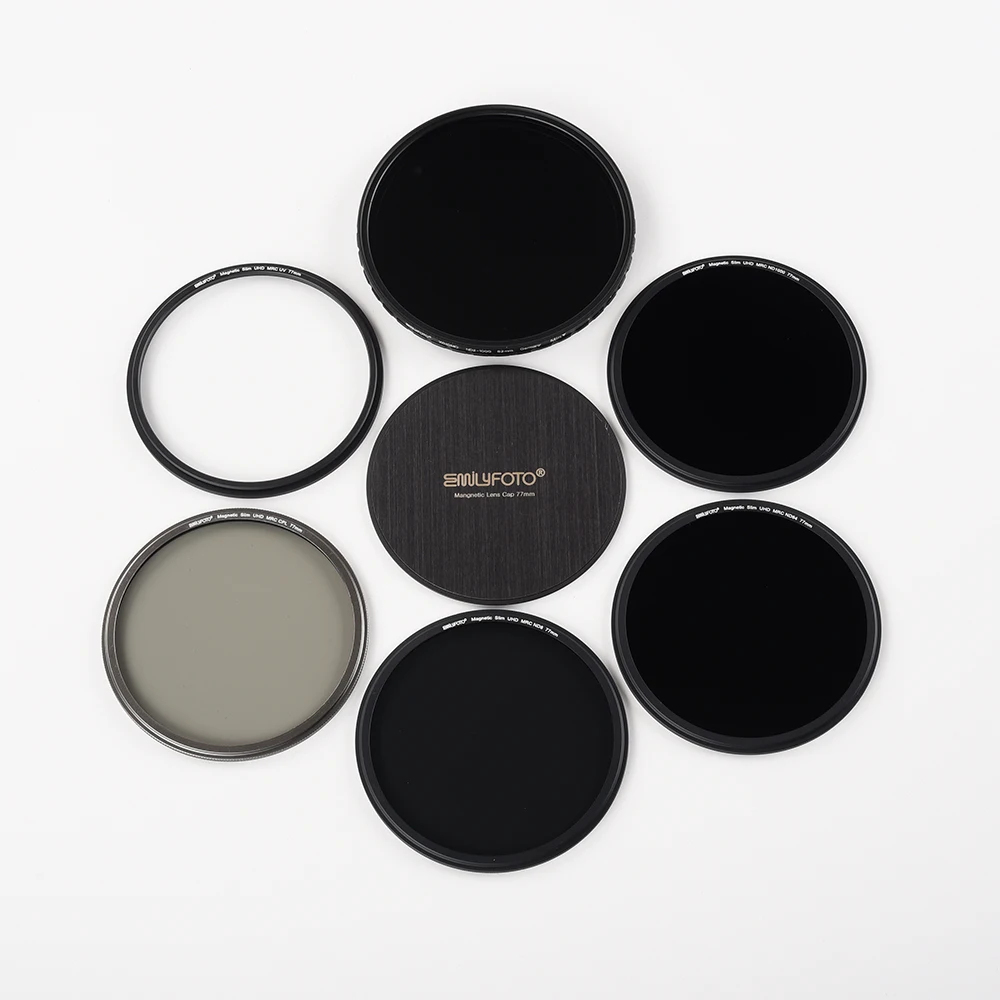 Emilyfoto 72mm دائرة سوداء مغناطيسية 6 في 1 رفيعة UHD MRC UV CPL ND64 ND1000 مرشحات الكاميرا
