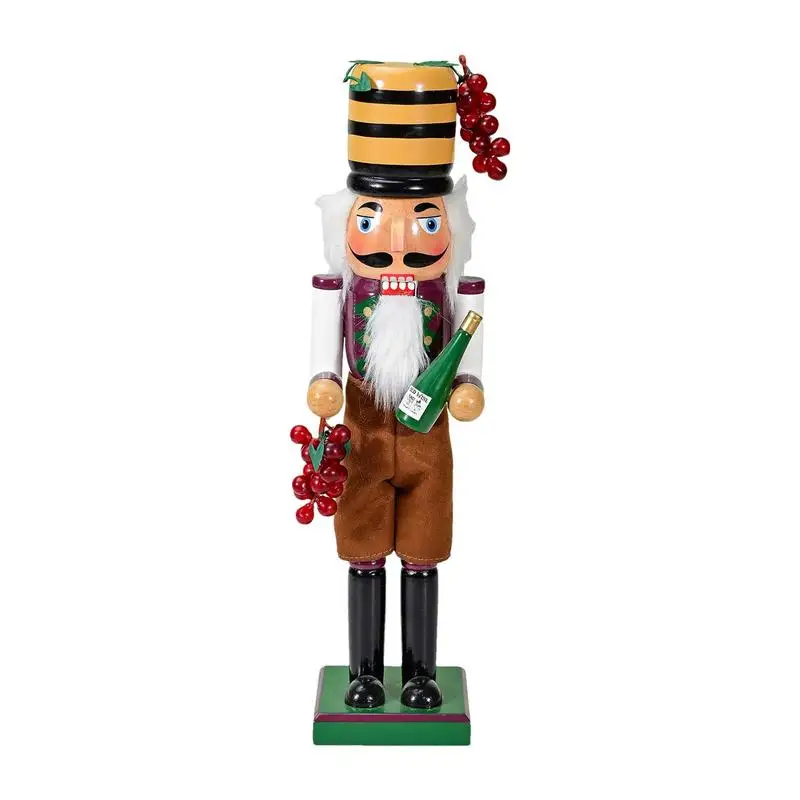 Wooden Nutcracker 14 Inch Christmas Wine Grower Nutcracker Gingerbread Man Soldier King Figurine Puppet Toy Christmas Decoration