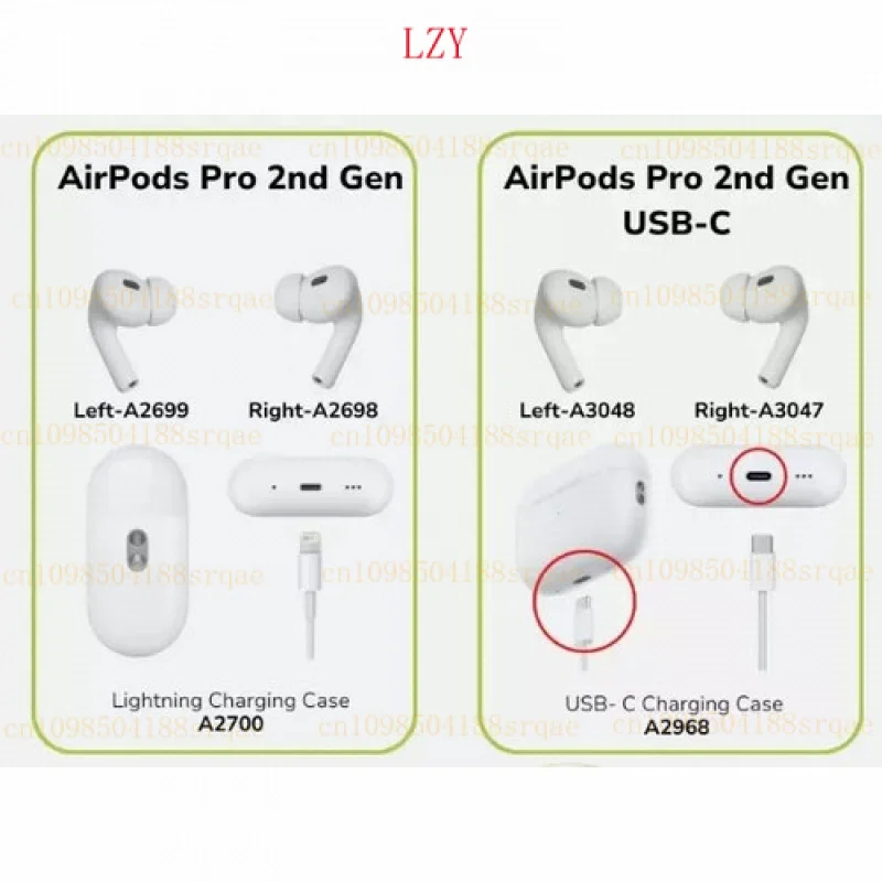 95new Pour لسماعات Apple Airpods Pro الجيل الثاني من الجانب الأيمن (R) الأيمن - A3047