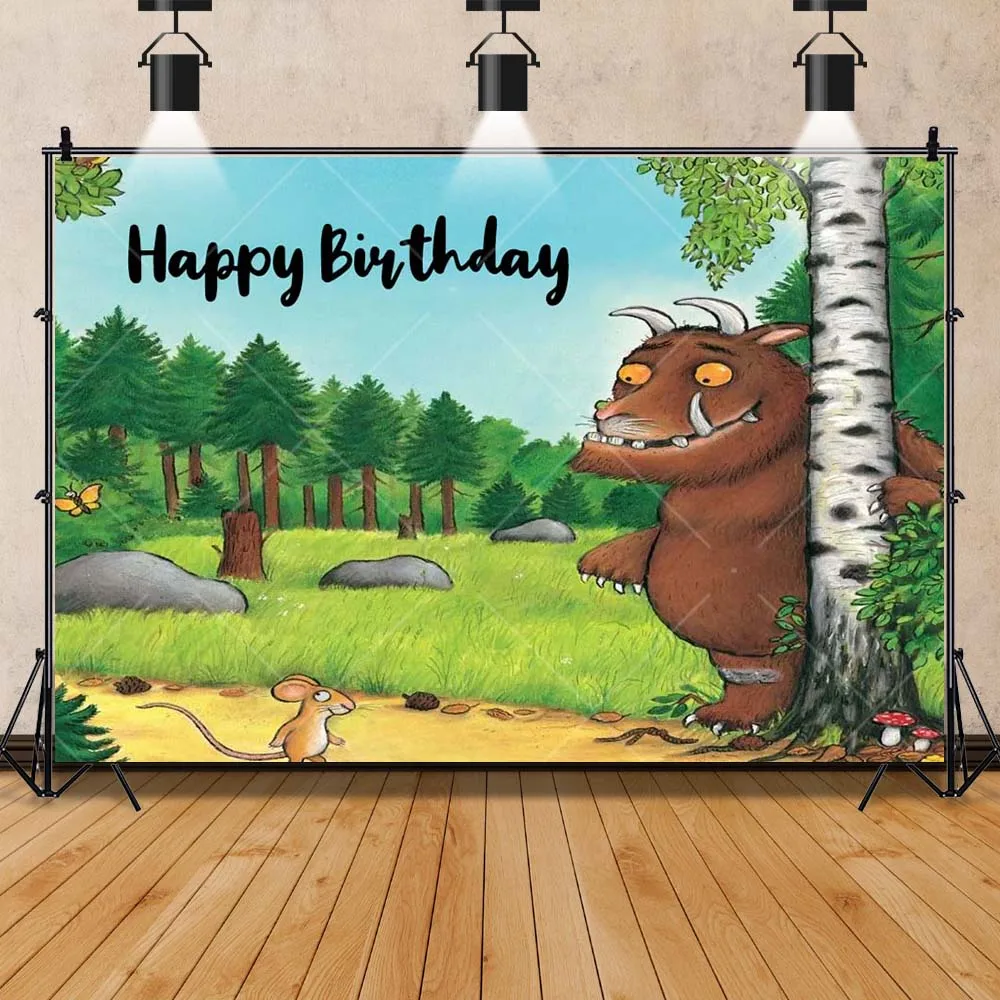 خلفية التصوير الفوتوغرافي Gruffalo مخصصة الوحش البني البقرة الحكمة ماوس خلفية عيد ميلاد الأطفال استوديو الصور الدعائم