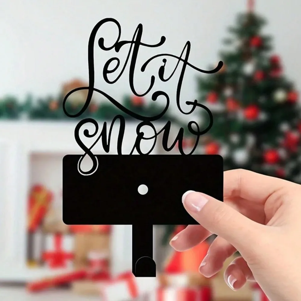 1 PC Snowing English Metal Hook - Decorative Hook for Hanging Keys Umbrellas Clothes Daily Necessities, Suitable for Living Room
