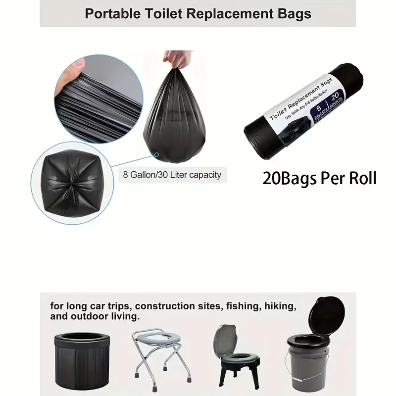 Camping Portable Toilet Sanitation Kit, 30 Deodorant Gel Packs +20 Leakproof Disposal Bags, Non-Toxic Outdoor Waste Treatment