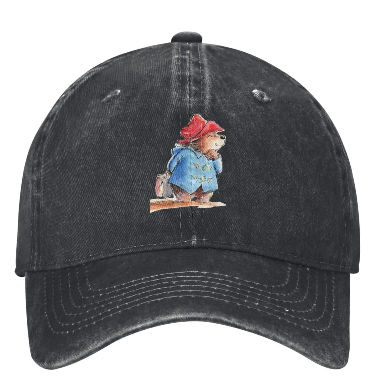 Britain Paddington Brown Bear Movie Cartoon Washed Baseball Cap Casual Trucker Dad Hat Spring Unisex Men Sun-Proof Snapback Cap