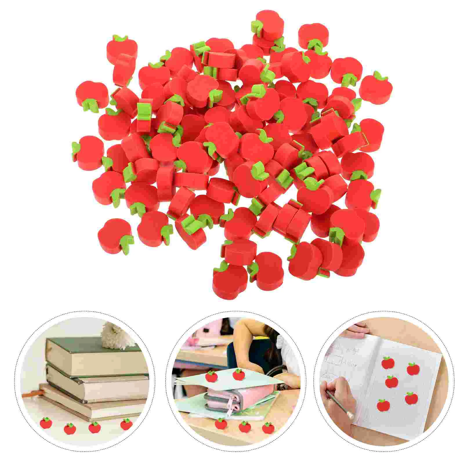 100 Pcs Apple Eraser Erasers for Kids Bulk Mini Fruit Shape Small Classroom Counter Toddlers