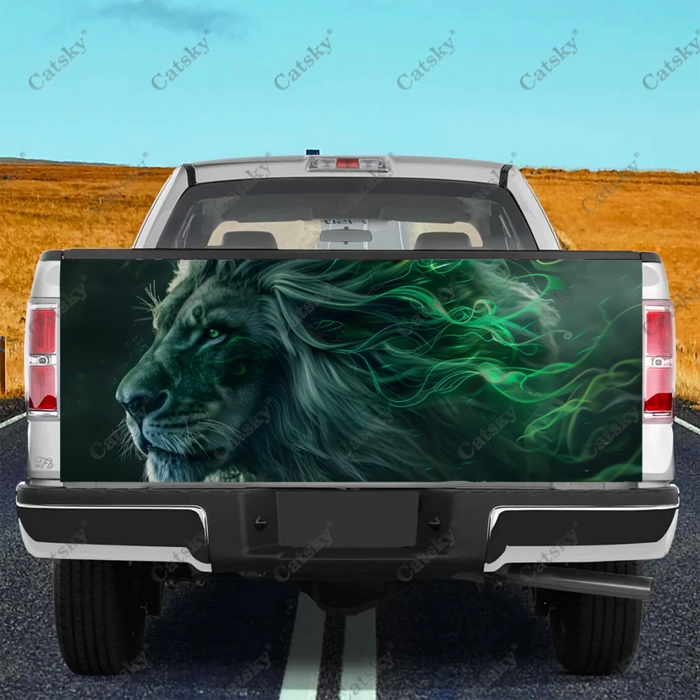 Colorful Lions Face Truck Tailgate Wrap Professional Grade Material Universal Fit for Full Size Trucks Weatherproof