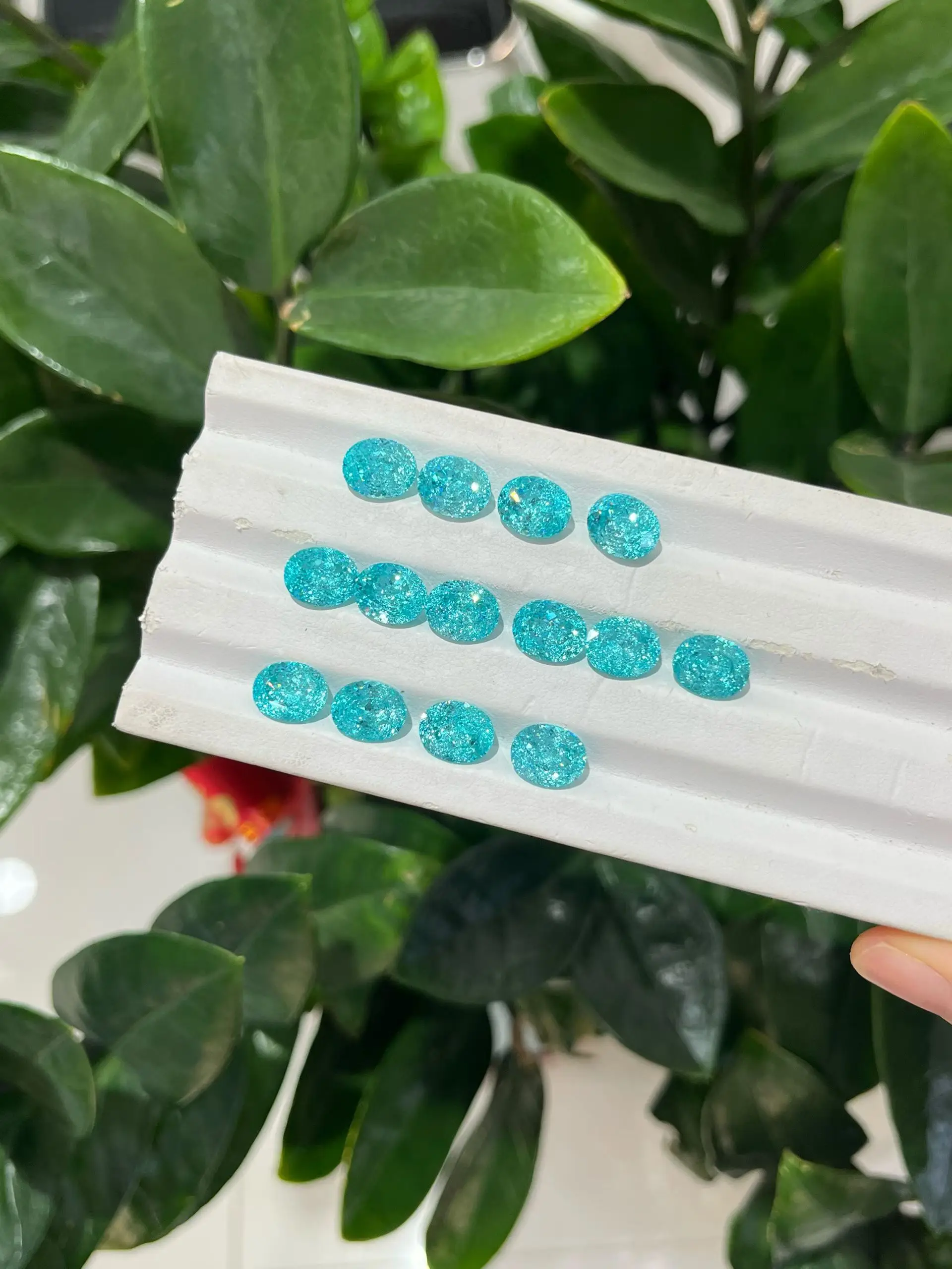 Lab Grown Paraiba Tourmaline Ice Crack Oval Blue Diamonds for Rings Jewelry Making Hand Made Beads High Quality Wholesale