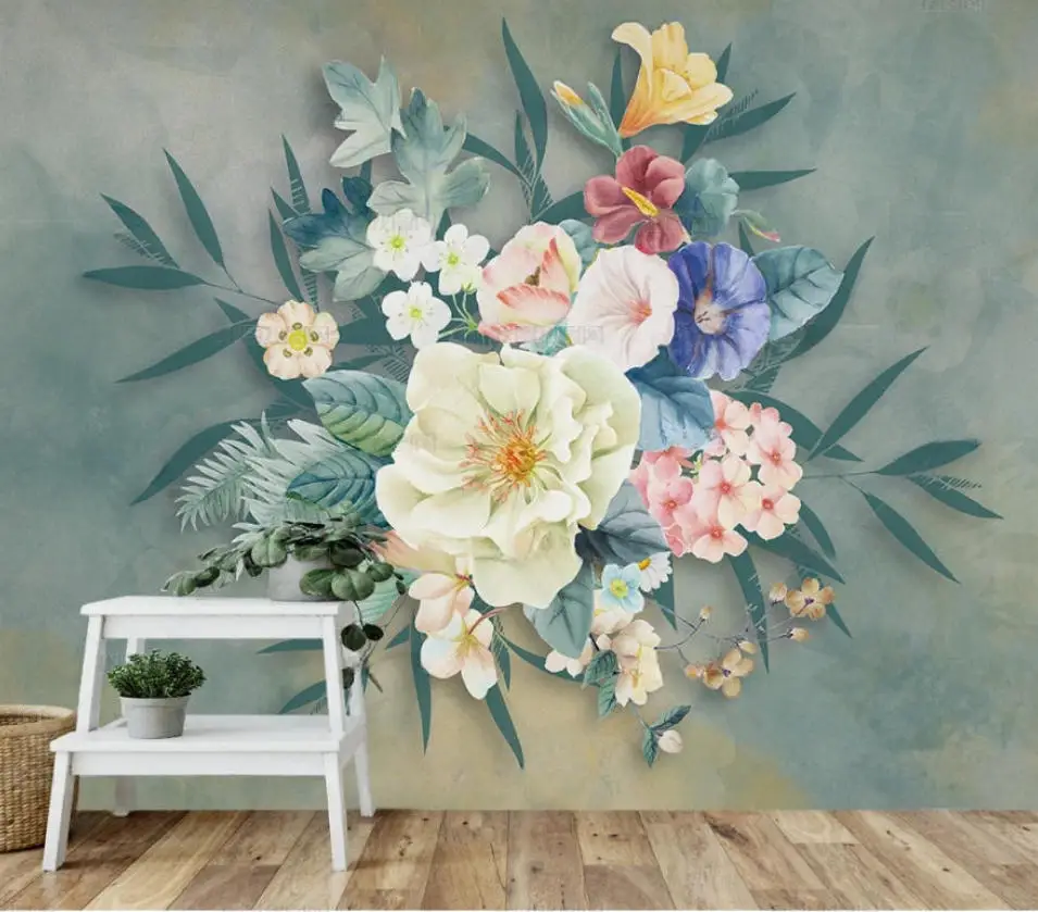Custom wallpaper Romantic Watercolor Flower leaf bird hand-painted plum landscape TV couch background wall murals 3d wallpaper