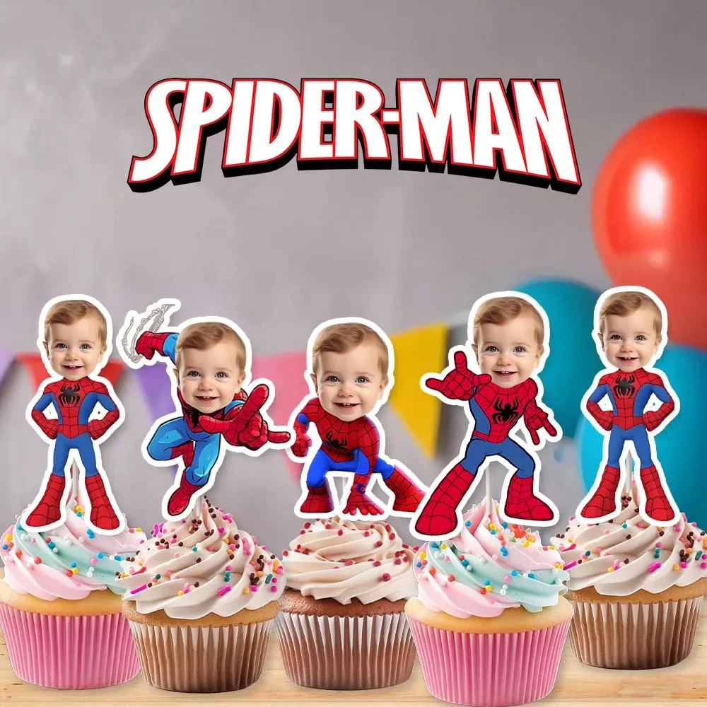 Spidey Décorationurs de cupcake visage personnalisés