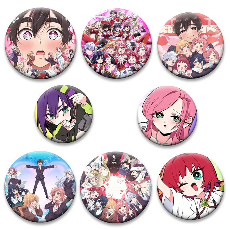 Anime The 100 Girlfriends Who Really, REALLY Love Badge Rentaro Aijo,Hakari Hanazono Brooches Hyakkano Comic Pins for Bag Decor
