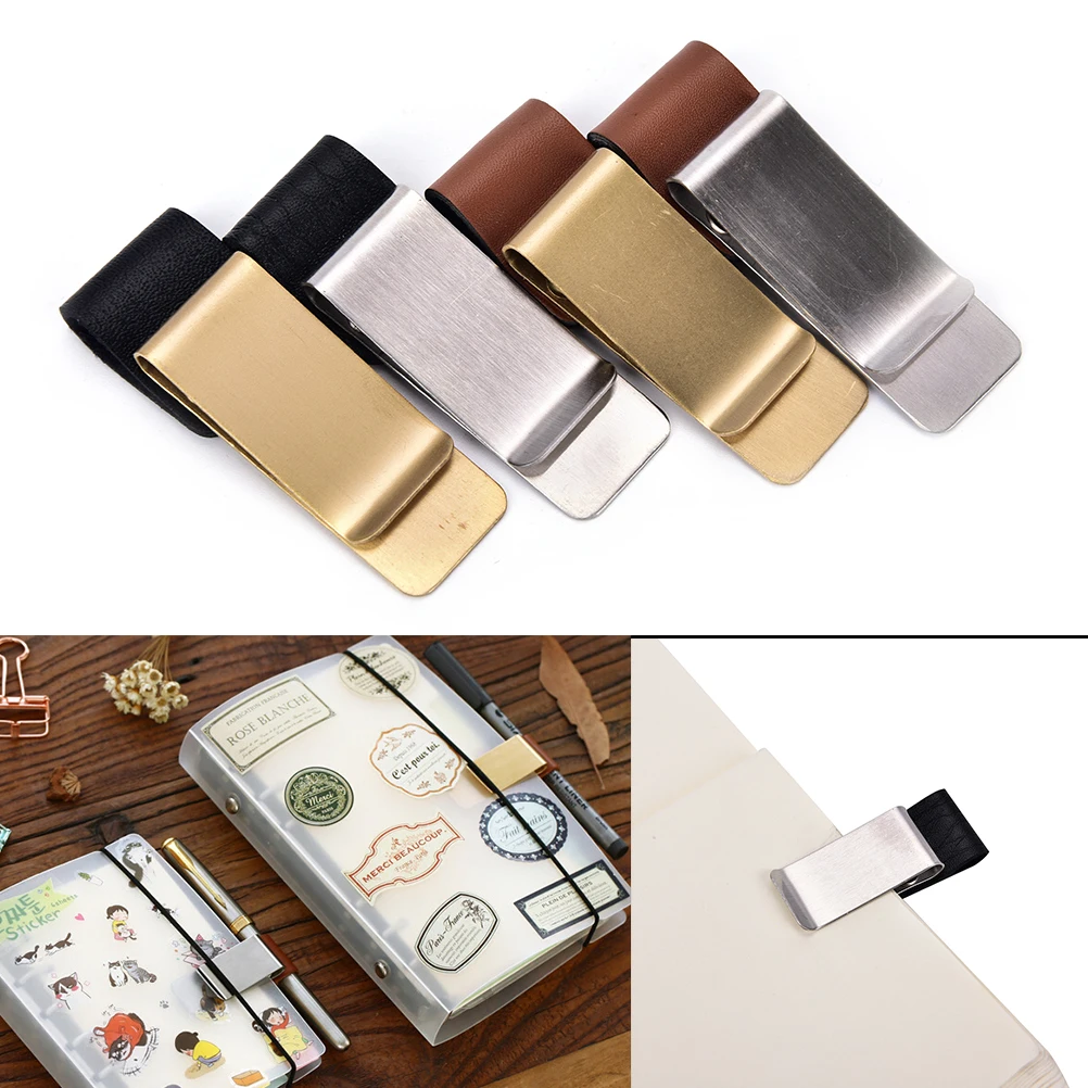 Metal Leather Pen Holder Brass And Stainless Steel Pencil Clip For Genuine Leather Notebook Journal Diary