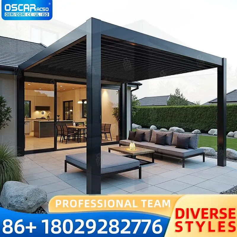 

Openable Louver Roof Electric Sun Shade Aluminum Outdoor Gazebo Motorized Pergola for Garden Patio Backyard pergola