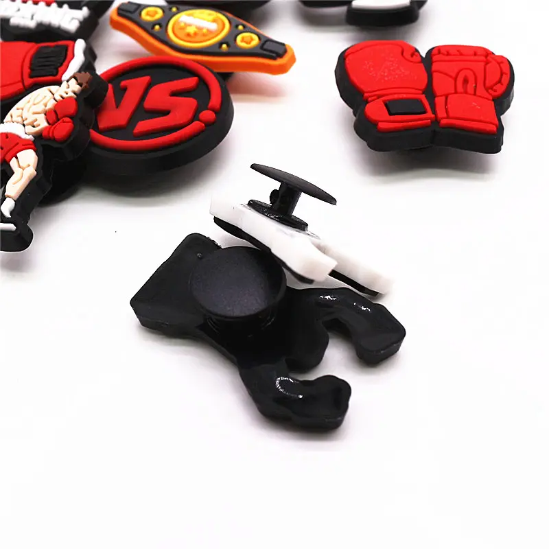 1pcs Boxing Style Shoe Charms Design Decoration Boxing Gloves Fits for Garden Sandal Accessories Kids X-mas Party Gifts