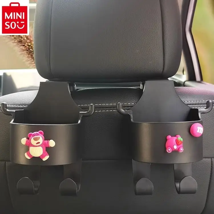 

MINISO Disney Strawberry Bear Interior Foldable Cup Holder Car Interior Multi functional Decorative Products Car Backrest Hook