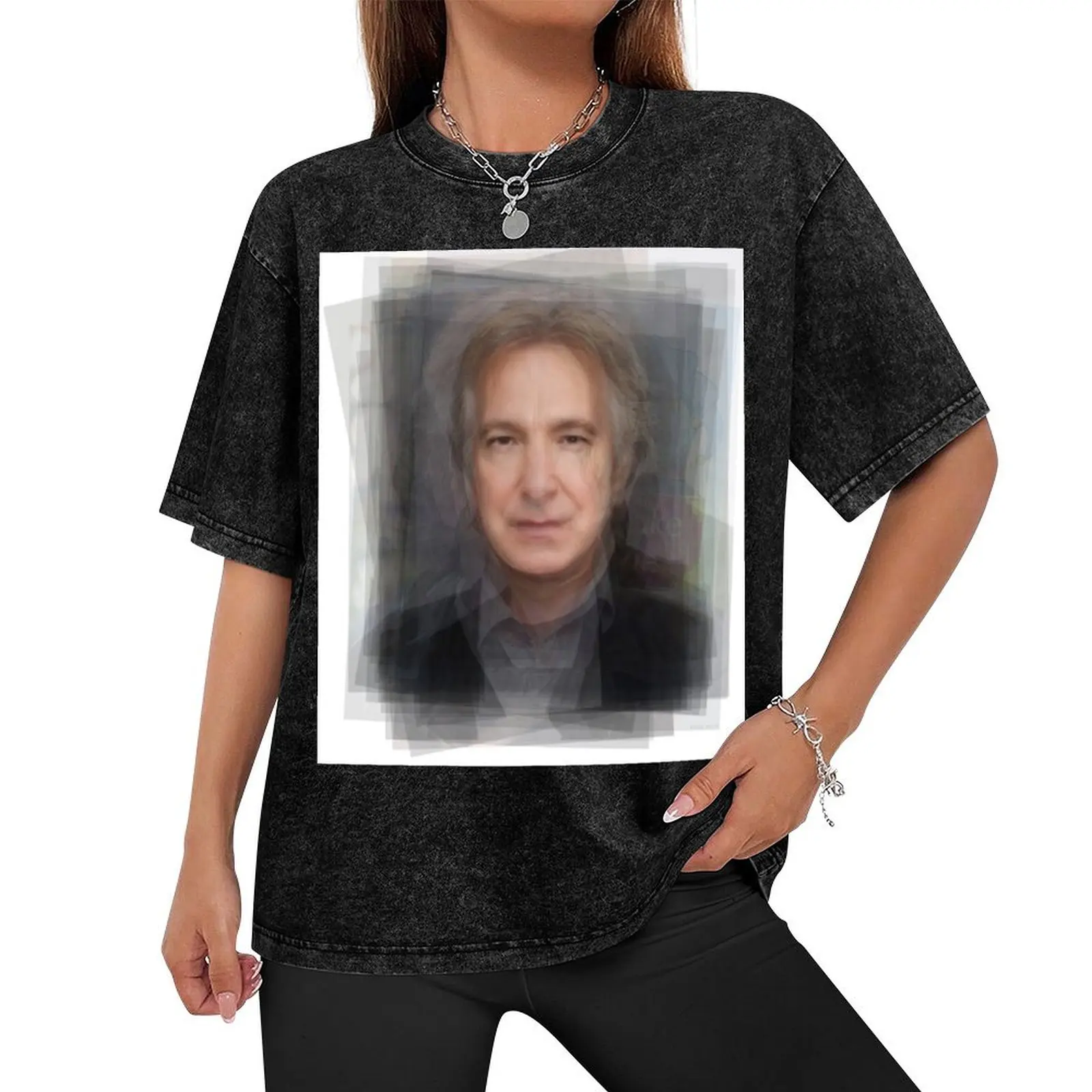 Alan Rickman Severus Snape Portrait Overlay T-Shirt vintage t shirts sublime heavyweights mens t shirts casual stylish