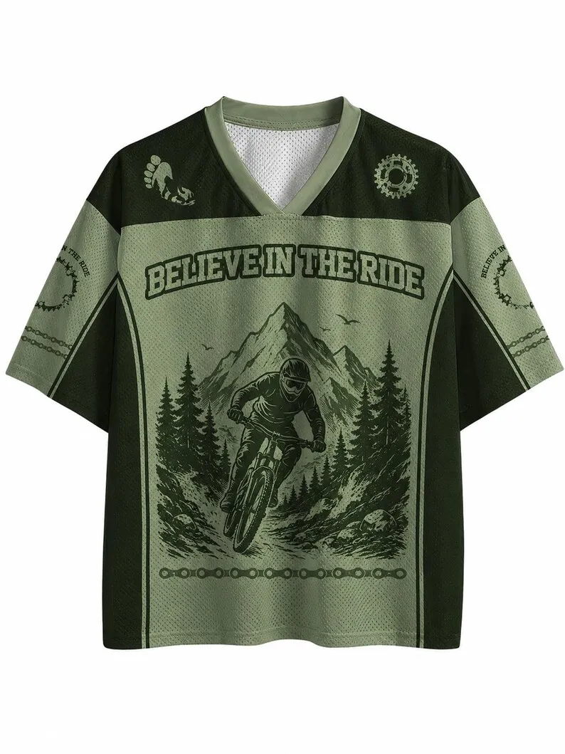 Retro Cycling Speed Drying 3D Printing Retro Mountain Off-road Bike American Trend V-neck Sports Men's and Women's Top