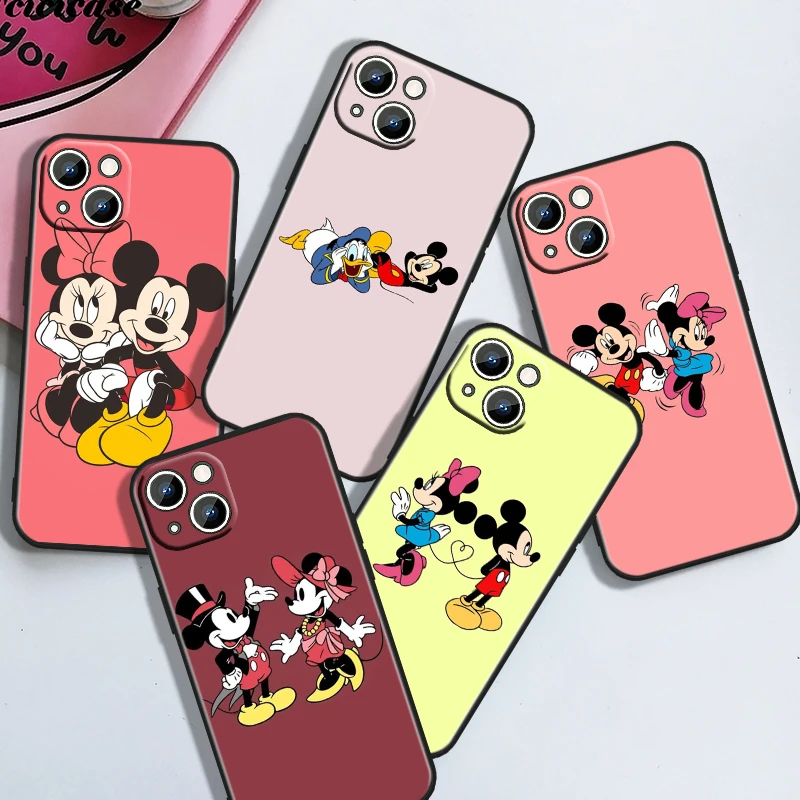 Cute Disney Mickey For Apple iPhone 15 14 13 12 11 XS XR X 8 7 6 6S 5 5S Pro Max Plus Black Cover Phone Case