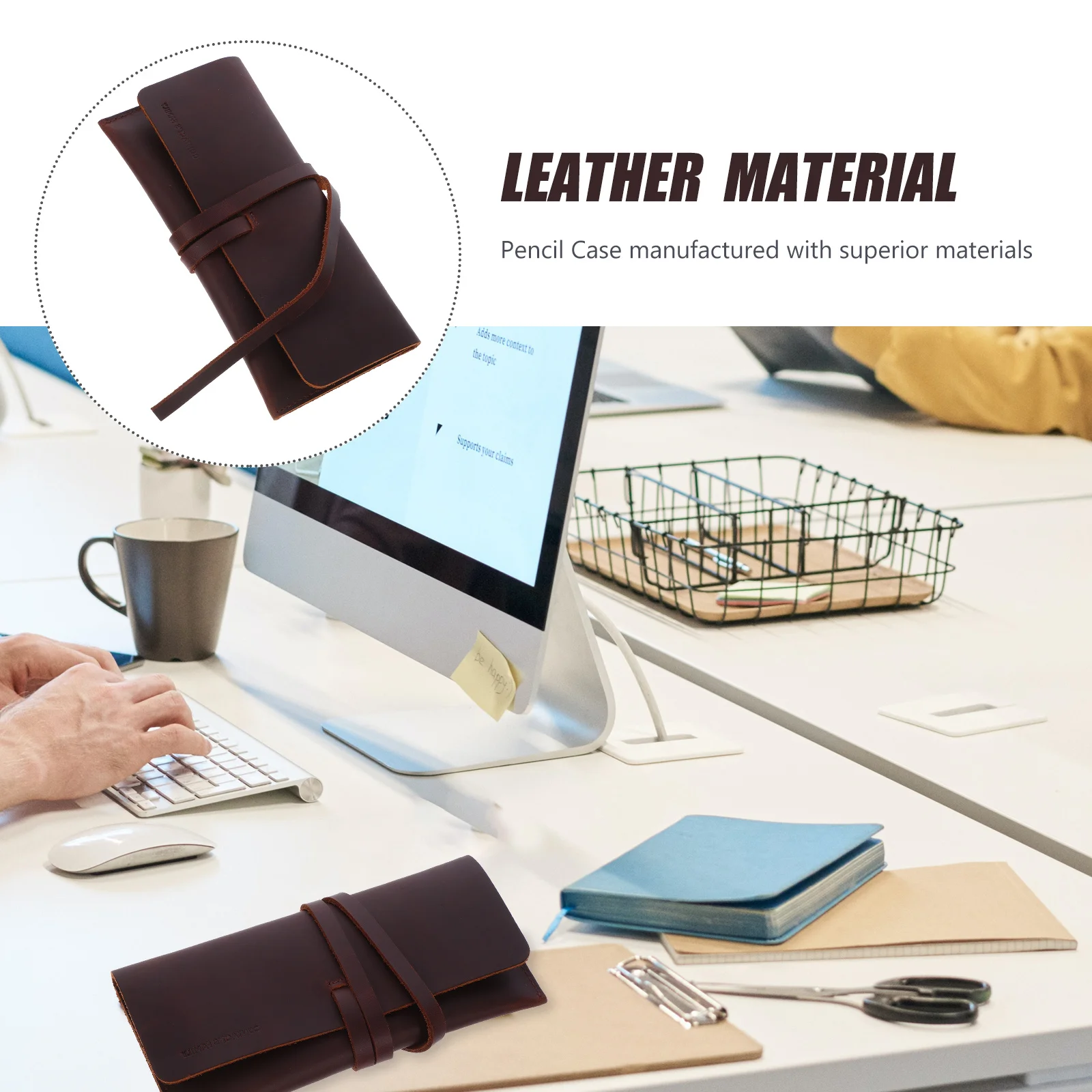 مقلمة ريترو خمر حقيبة ثابتة تخزين السفر اللوازم المدرسية حقيبة أقلام حجم صغير المتانة حزام قوي