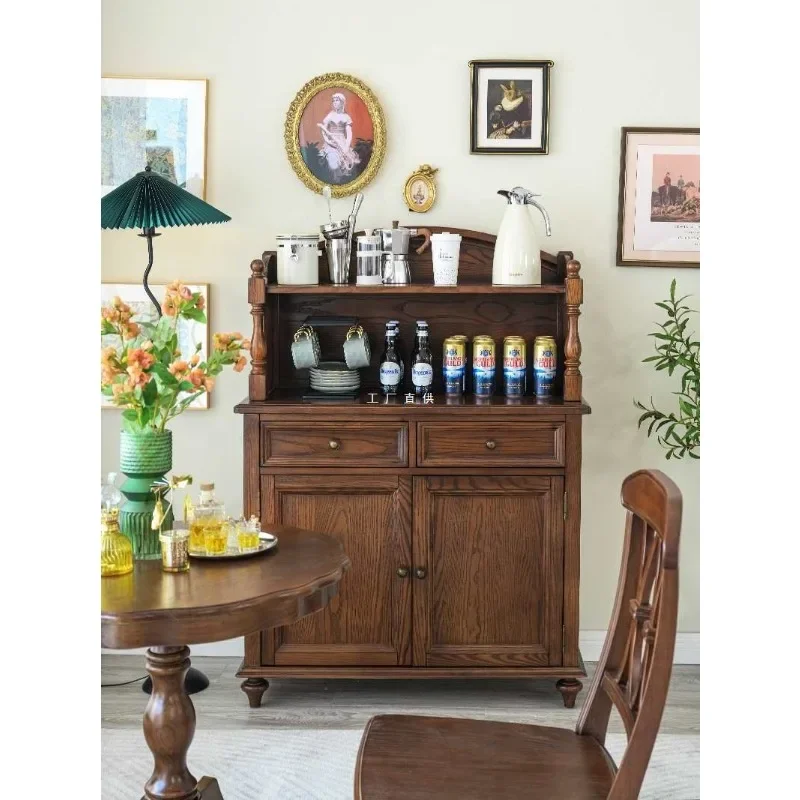 Wholesale American side solid wood mini wine cabinet tea cupboard retro upper and lower glass  0.8