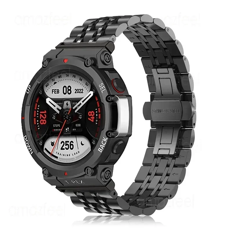 ل Amazfit T REX 3 الفولاذ المقاوم للصدأ حزام الساعات ل Amazfit T Rex Pro/T-Rex سوار معدني Amazfit T-Rex 2 حزام amazfit tex العصابات