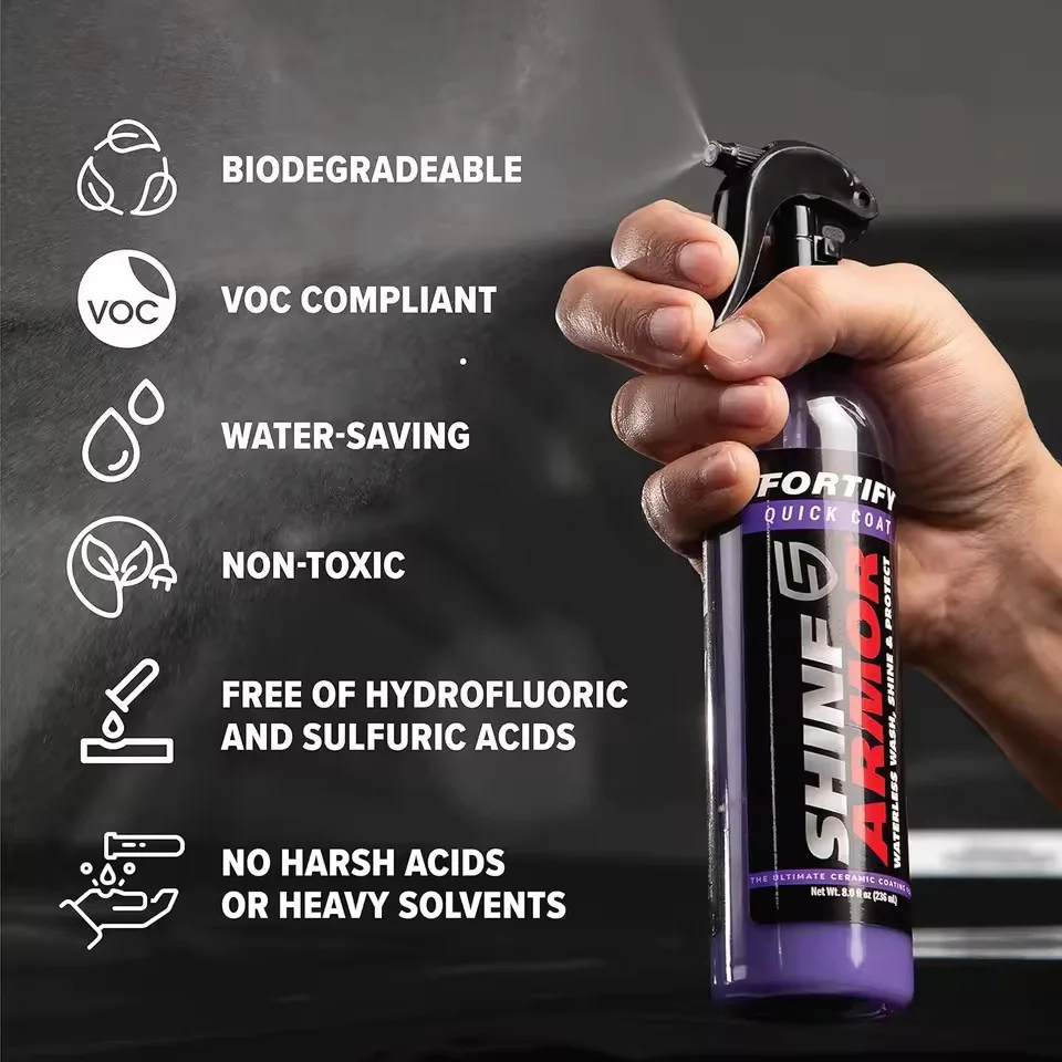 SHINE Ceramic Coating Fortify Quick Coat Car Wax Polish Spray Waterless Wash Wax Hydrophobic Top Coat Polish Polymer Paint