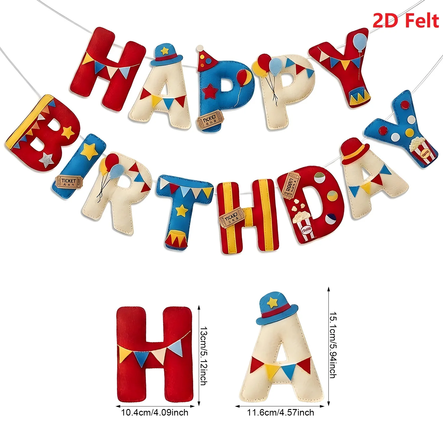 Karneval-Zirkus-Themen-Filzbanner, Zauberhut-Wimpelkette – Geburtstagsparty-Dekorationen für Kinder, Erster Geburtstag, Babyparty – Detail 4