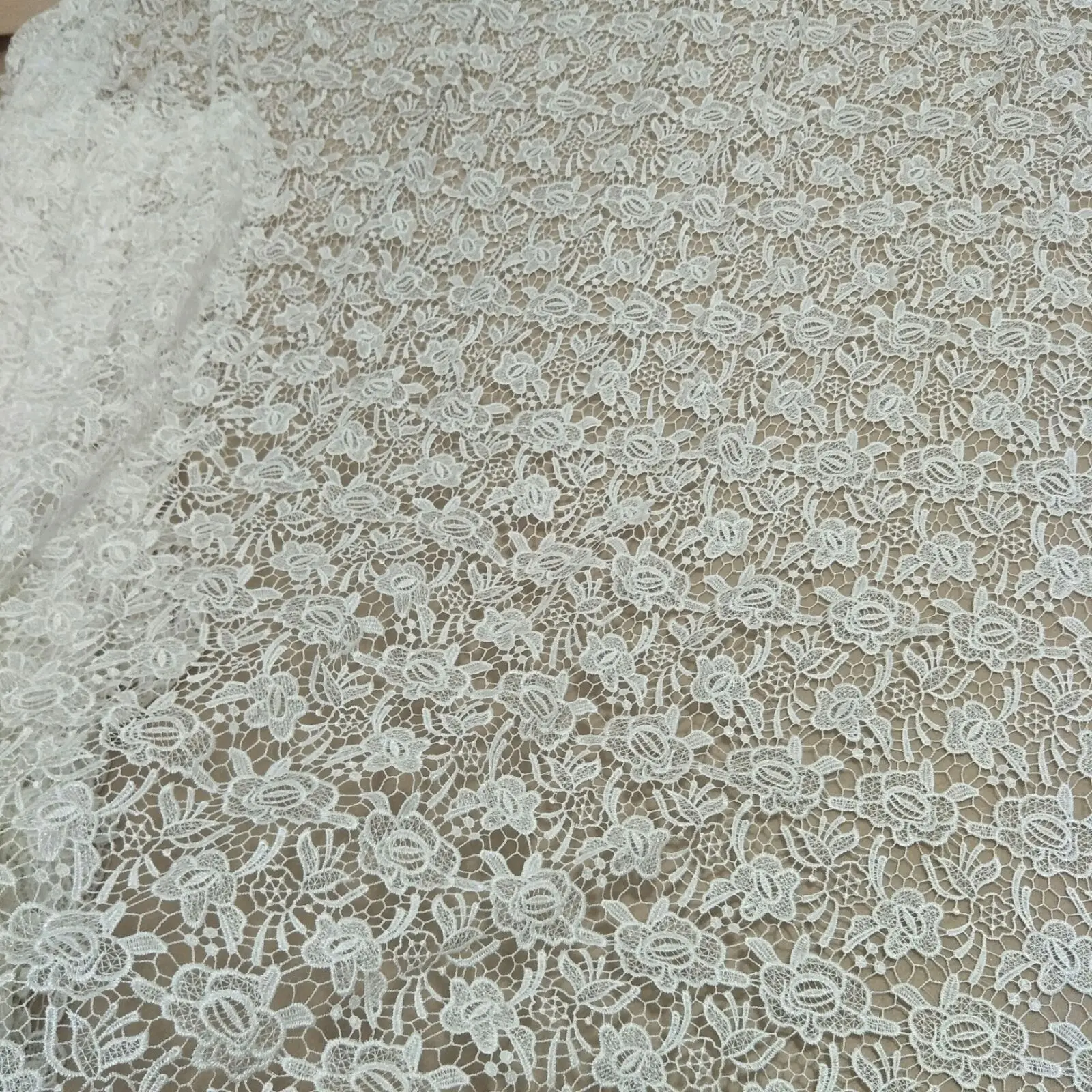 new arrival chemical wedding gown dress lace fabric 130cm width lace fabric sell by yard