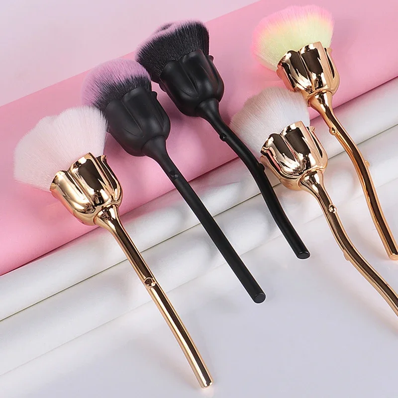 Rose Blume Form Lose Pulver Foundation Erröten Make-Up Pinsel Frau Rosa Nail art Staub Pinsel Für Maniküre Schönheit Make-Up werkzeuge