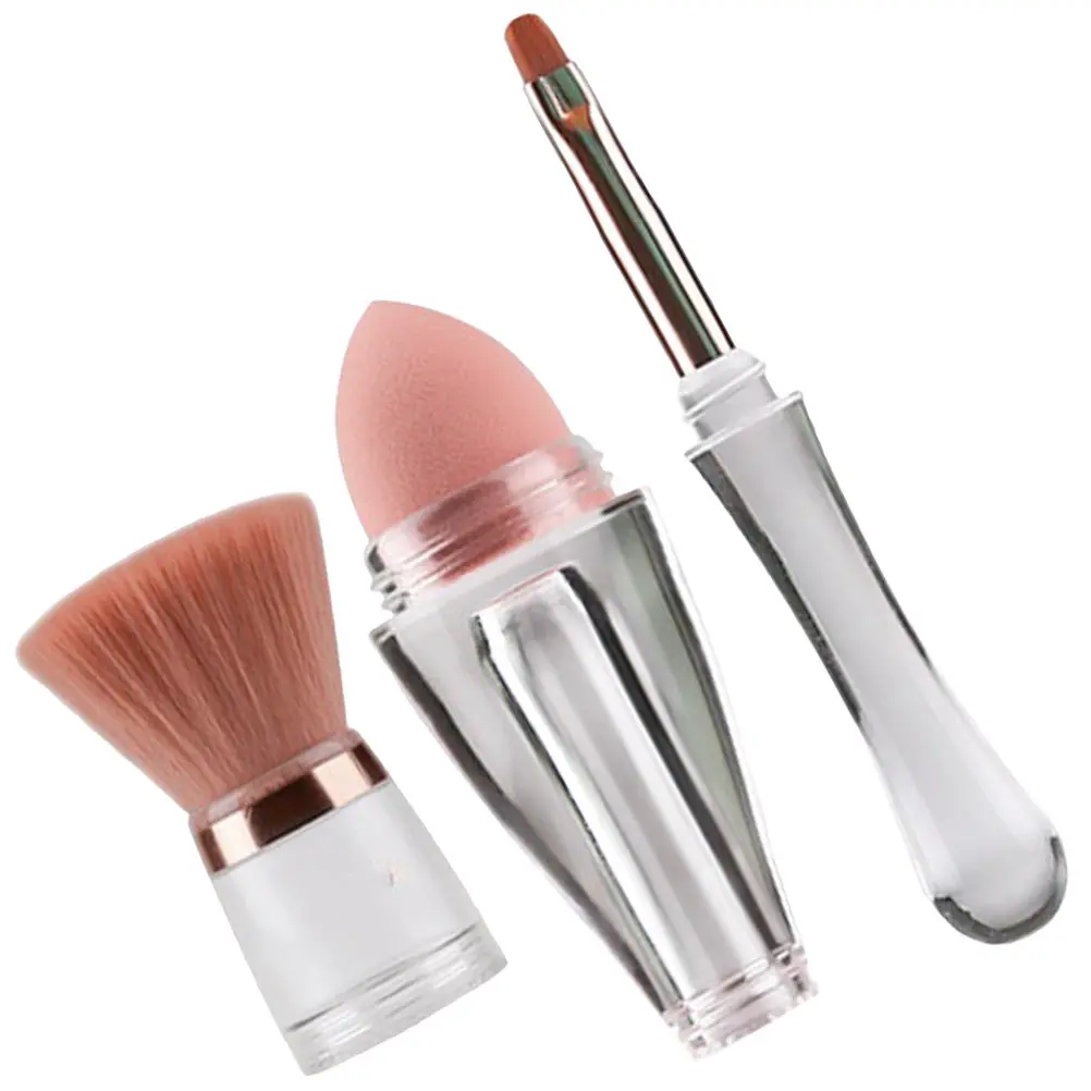 

3-in-1 Makeup Brush Set for Foundation Powder Blush Application Professional Tool Portable Travel Friendly Supple Dense