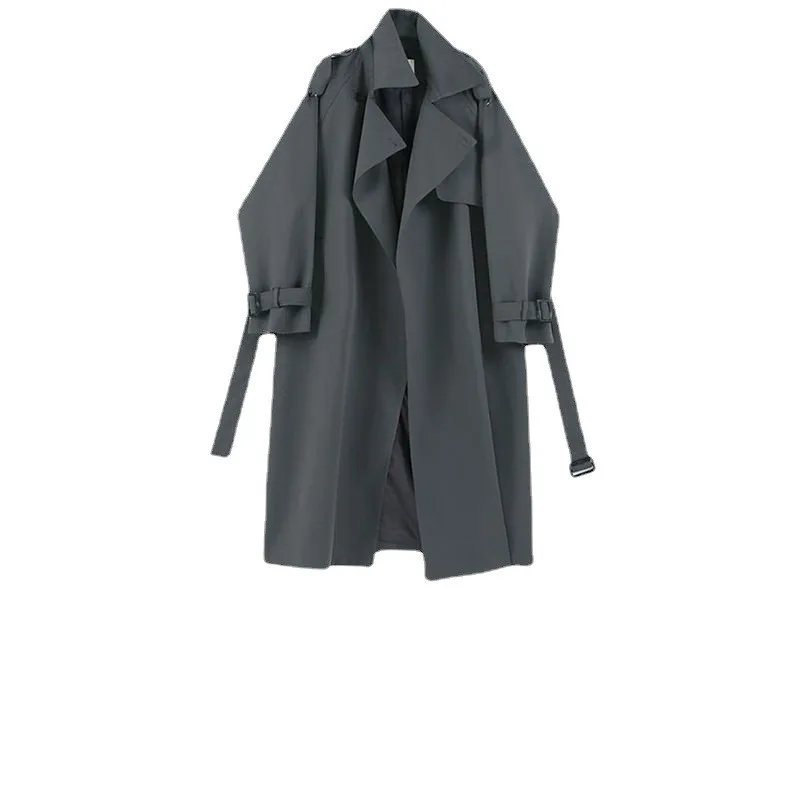 2025 Fashionable temperament versatile women's wear mid-length trench coat spring and autumn loose petite coat trend