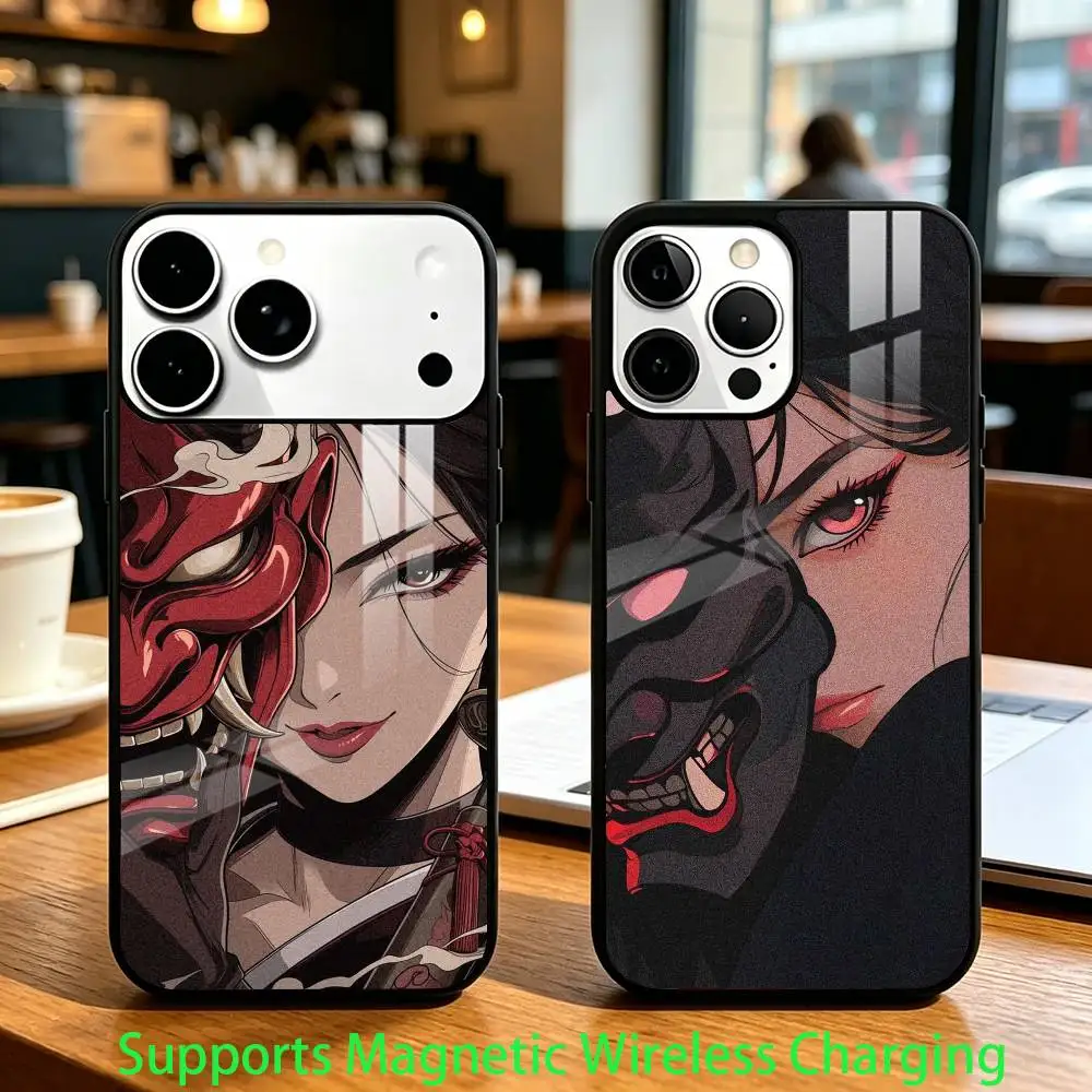 

Anime H-Hannya Maiden Phone Case For iPhone17,16,15,14,13,12,11 Plus,Pro Allows magnetic wireless charging